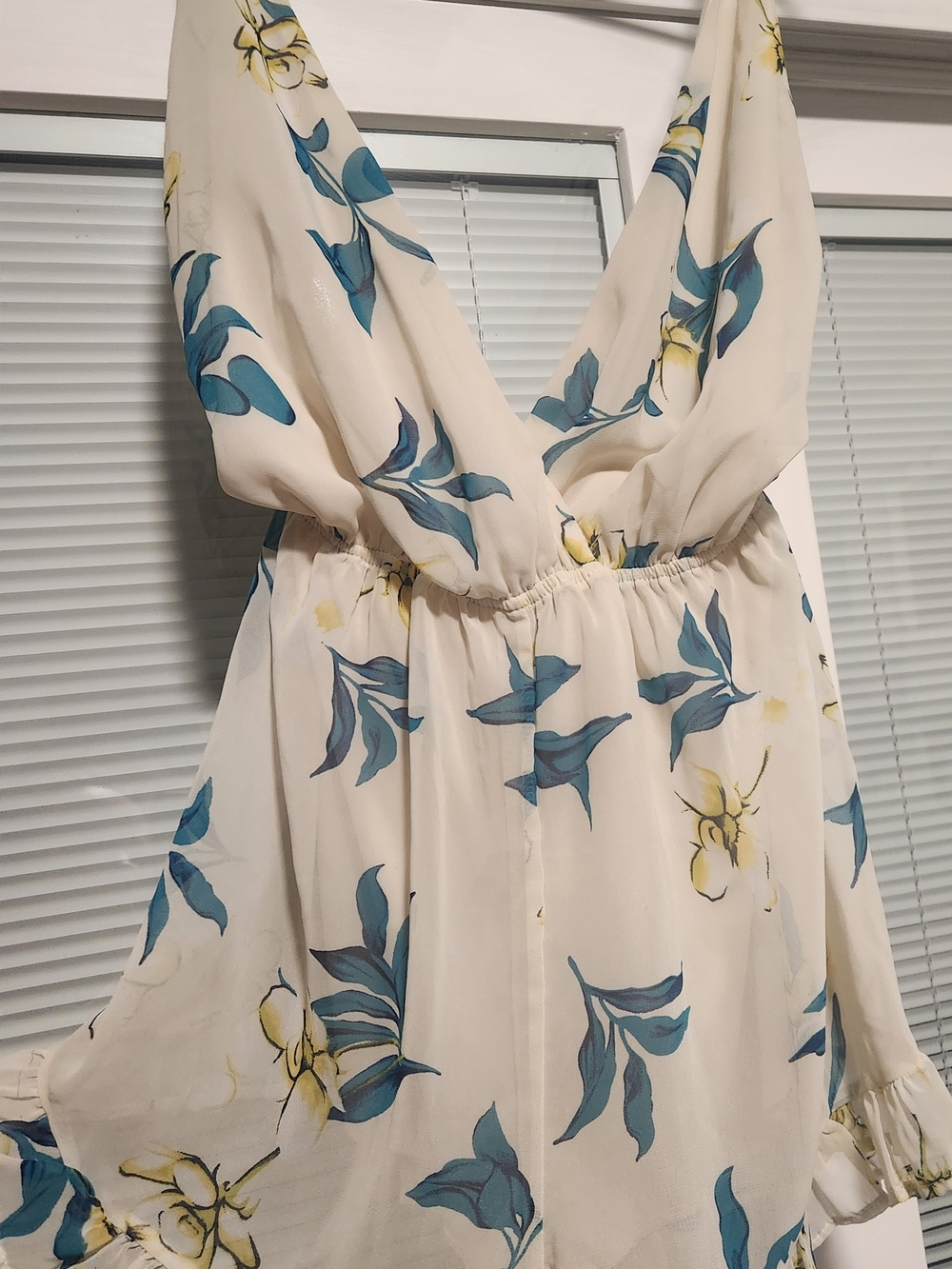 audrey Cream Floral Dress with Teal and Yellow Print